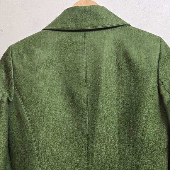 Albert Nipon Womens Vintage 90s Y2K Twee Green Tailored Wool Silk Blend Blazer 4 - Picture 8 of 10